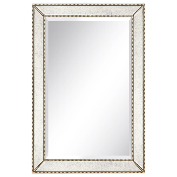 Sekkusu Furniture 24 x 36 in. Solid Wood Frame Covered Wall Mirror , Beveled Antique Mirror Panels, 1 in. Beveled Edge SE2573412 - main